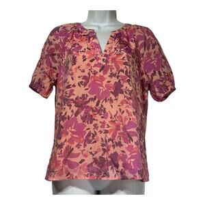 frye pink floral short sleeve blouse Size S